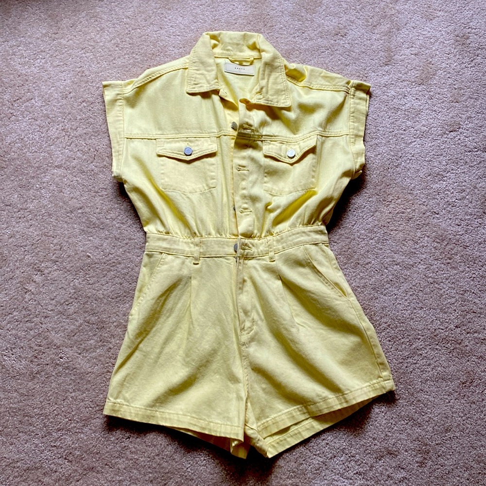 Lemon yellow denim romper from BlankNYC sizeM